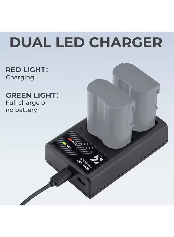 K&F Concept EN-EL15/EN-EL15A/EN-EL15B Battery Charger Dual Slot Quick Charger for Nikon D7000 D7100 D7200 D750 D850 Z7 V1 Camera - Image 4
